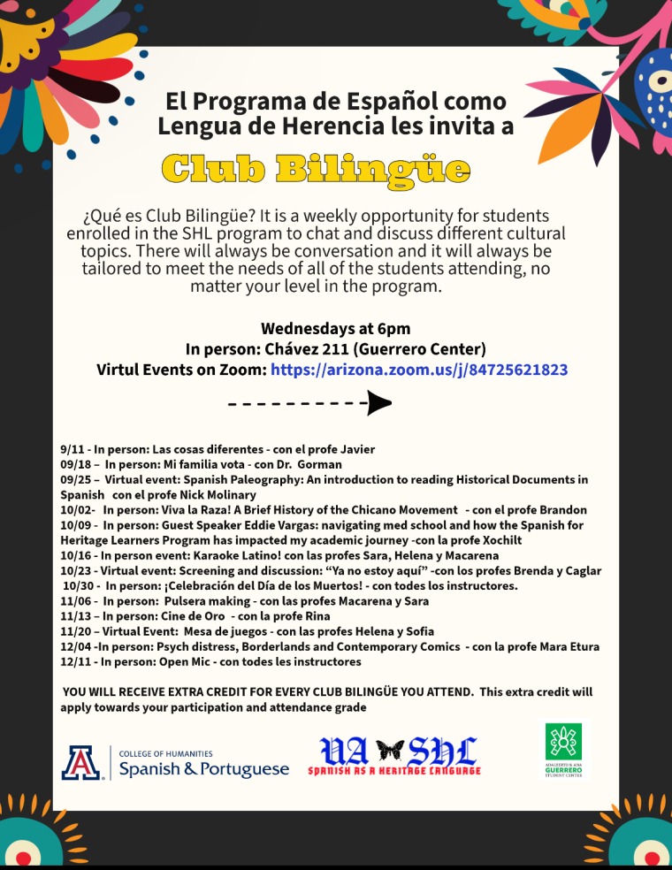 Club Bilingue Fall 2024 Flyer